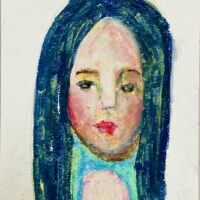 Oil pastel portrait painting of a woman