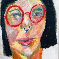 Oil pastel portrait painting of a woman
