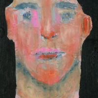 Oil pastel portrait drawing of a man looking for love