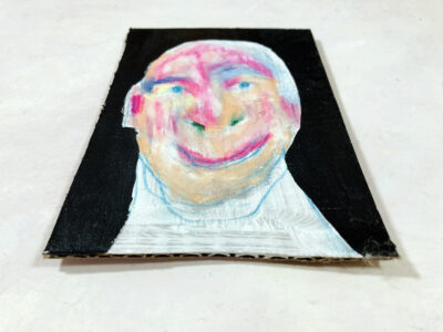 Oil pastel man portrait drawing of a proud grandfather