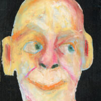 Oil pastel man portrait drawing of a man saying "I told you so" with his eyes