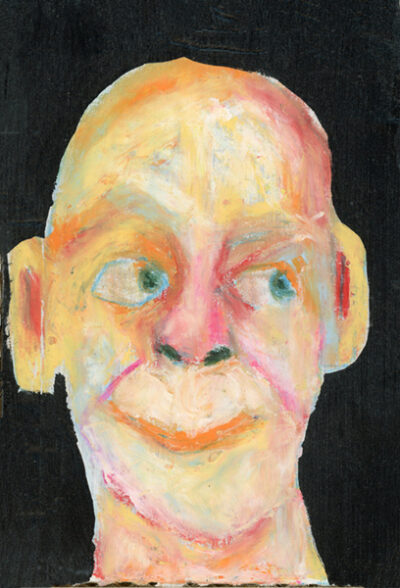 Oil pastel man portrait drawing of a man saying "I told you so" with his eyes