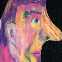Oil pastel portrait of a man with body dysmorphia.