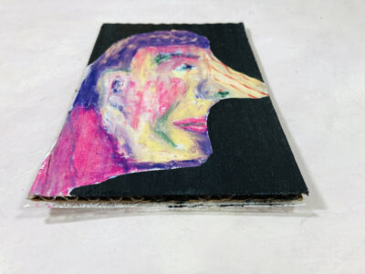 Oil pastel portrait of a man with body dysmorphia.