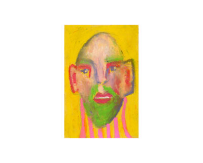 Oil pastel drawing of a man on 60 lb yellow construction paper