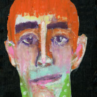 Oil pastel man portrait drawing of a red haired man