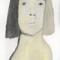 Watercolor portrait painting of a woman