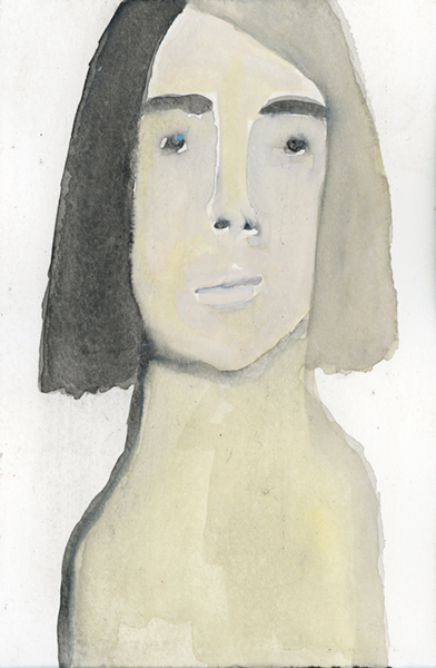 Watercolor portrait painting of a woman