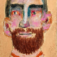 Oil pastel drawing of a man with a beard