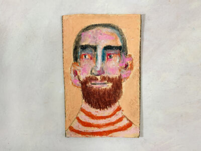 Oil pastel drawing of a man with a beard