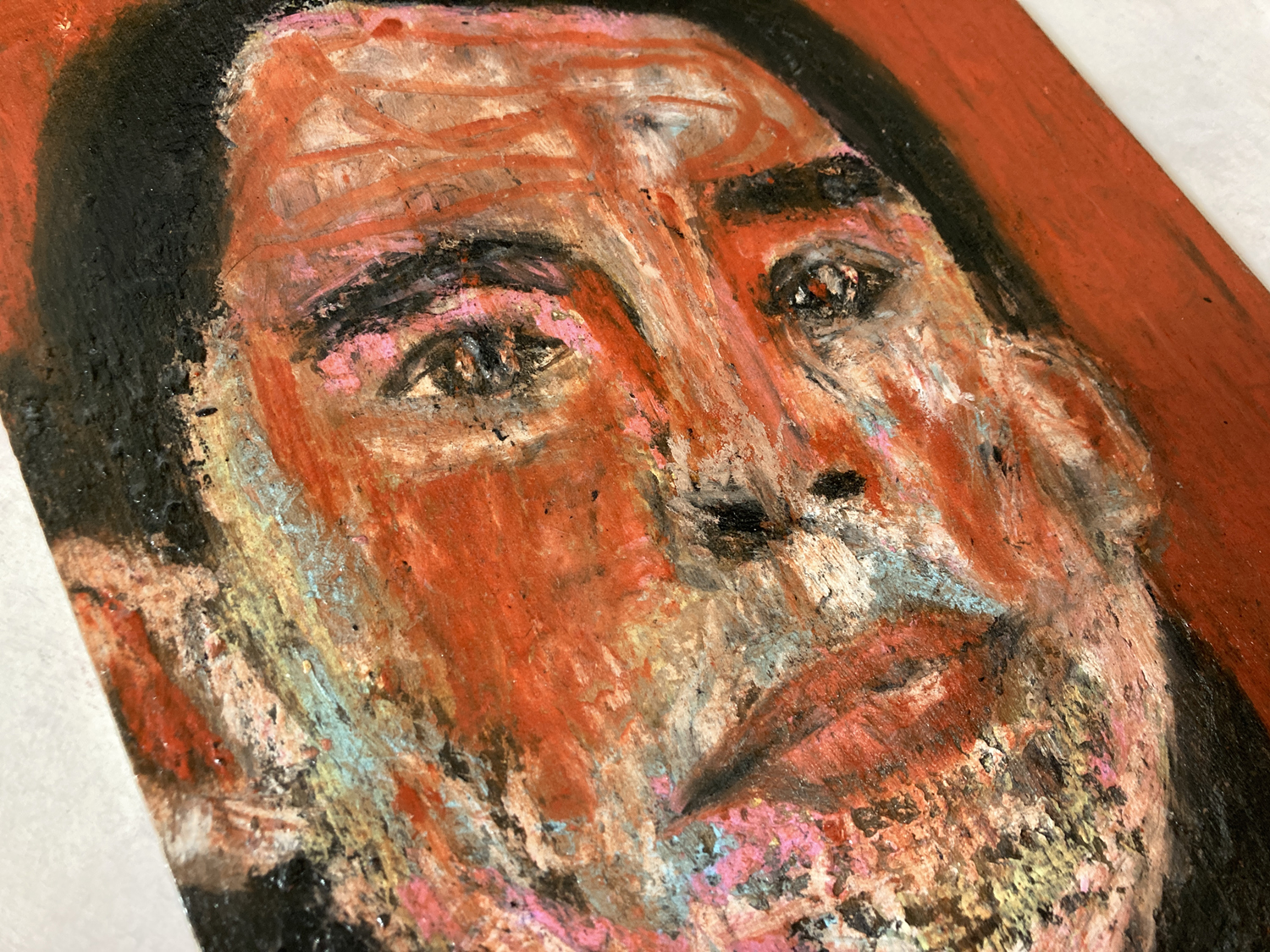 Oil pastel portrait painting of sophisticated gentleman a by Katie Jeanne Wood