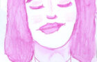 Pink portrait watercolor painting by Katie Jeanne Wood
