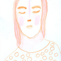 Orange portrait watercolor painting by Katie Jeanne Wood