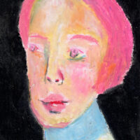 4x6 oil pastel portrait painting of a woman titled Darkness Reveals by Katie Jeanne Wood