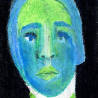 4x6 oil pastel portrait painting of a woman titled Endless Midnight by Katie Jeanne Wood