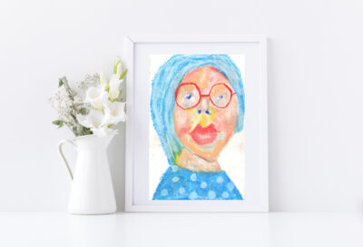 4x6 oil pastel portrait painting of an elderly woman titled Grandma by Katie Jeanne Wood