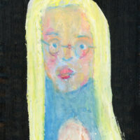 4x6 oil pastel portrait painting titled Who Me? by Katie Jeanne Wood