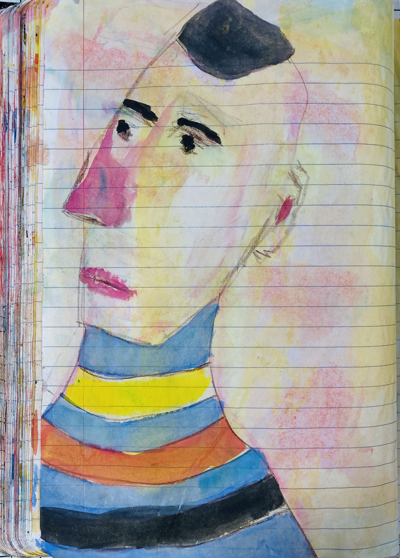 Naive outsider art journal page by Katie Jeanne Wood