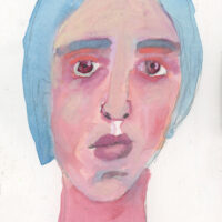 4x6 watercolor portrait painting of an struggling woman by Katie Jeanne Wood