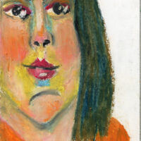 4x6 oil pastel portrait painting of a calm woman by Katie Jeanne Wood