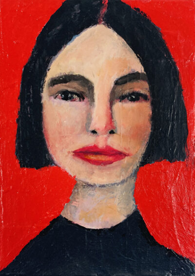 Oil portrait painting of a woman by Katie Jeanne Wood