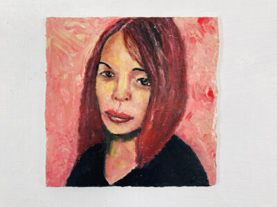 Oil portrait painting on 6x6 inch hardboard panel - Empath by Katie Jeanne Wood