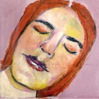 Oil pastel drawing of a woman having a peaceful moment by Katie Jeanne Wood