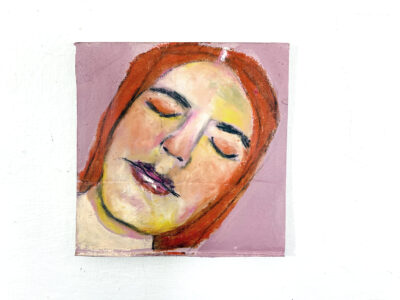 Oil pastel drawing of a woman having a peaceful moment by Katie Jeanne Wood