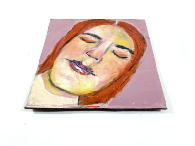 Oil pastel drawing of a woman having a peaceful moment by Katie Jeanne Wood