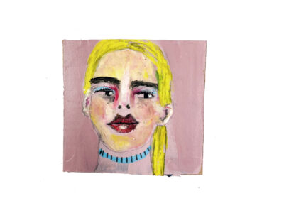 Oil pastel drawing of a questioning blonde girl by Katie Jeanne Wood