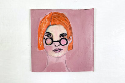 Oil pastel drawing of a smart woman by Katie Jeanne Wood