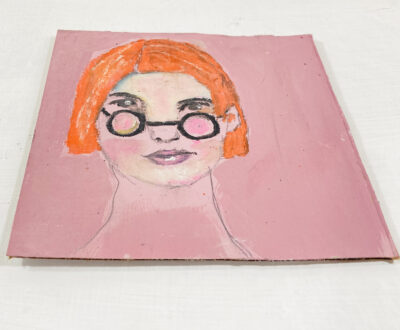 Oil pastel drawing of a smart woman by Katie Jeanne Wood