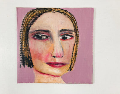 Oil pastel portrait painting of a woman seeking her dreams by Katie Jeanne Wood