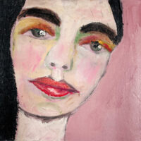 Oil pastel drawing of a woman by Katie Jeanne Wood