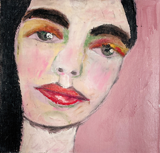 Oil pastel drawing of a woman by Katie Jeanne Wood