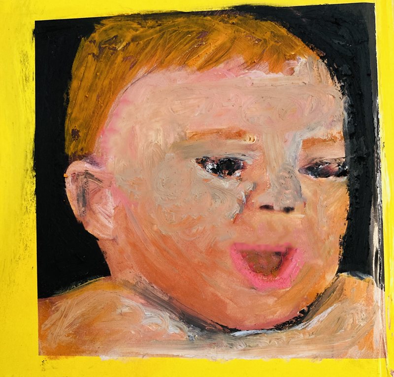 Oil pastel drawing of a baby by Katie Jeanne Wood