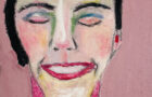 Oil pastel drawing of a happy, smiling woman by Katie Jeanne Wood