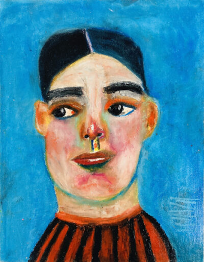 Oil pastel portrait painting of a boy by Katie Jeanne Wood