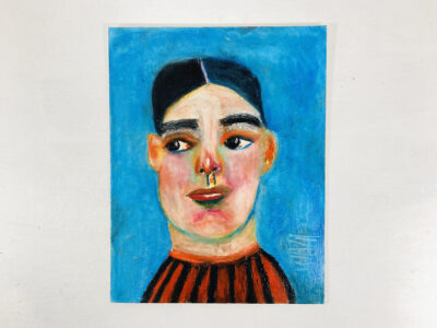 Oil pastel portrait painting of a boy by Katie Jeanne Wood