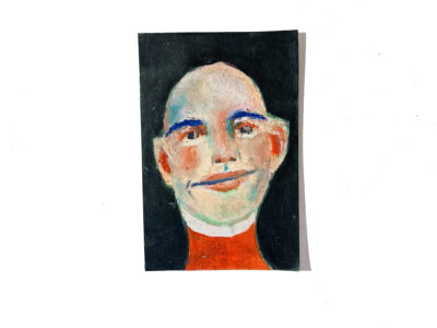 Oil pastel portrait of a bald man titled Handsome Herman by Katie Jeanne Wood