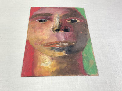 Oil pastel portrait of a determined person by Katie Jeanne Wood