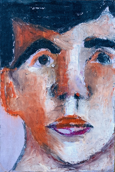 Oil pastel portrait painting of a man by artist Katie Jeanne Wood