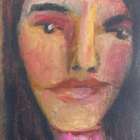 Oil pastel portrait painting of a woman by artist Katie Jeanne Wood