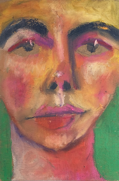 Oil pastel portrait painting of a nonbinary person by artist Katie Jeanne Wood