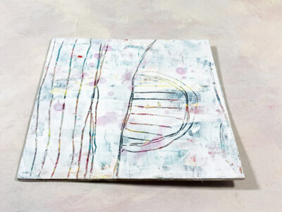 Light colored acrylic abstract painting by artist Katie Jeanne Wood