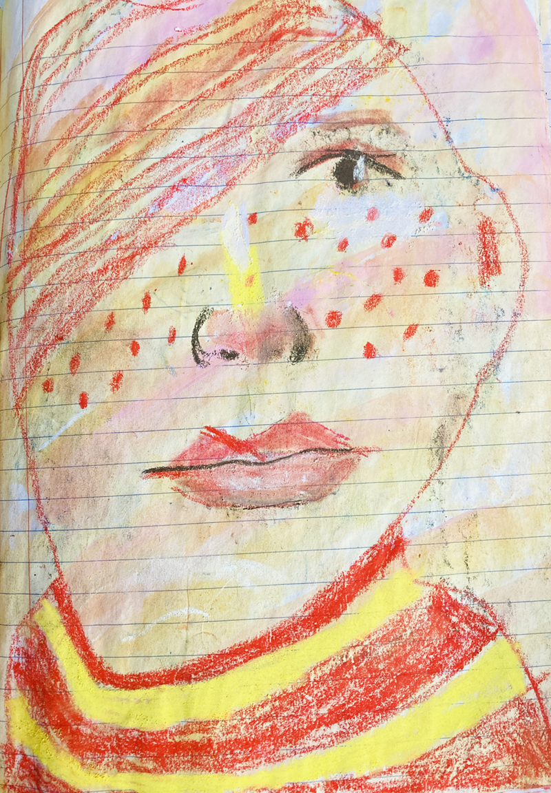 Art journal portrait by Katie Jeanne Wood