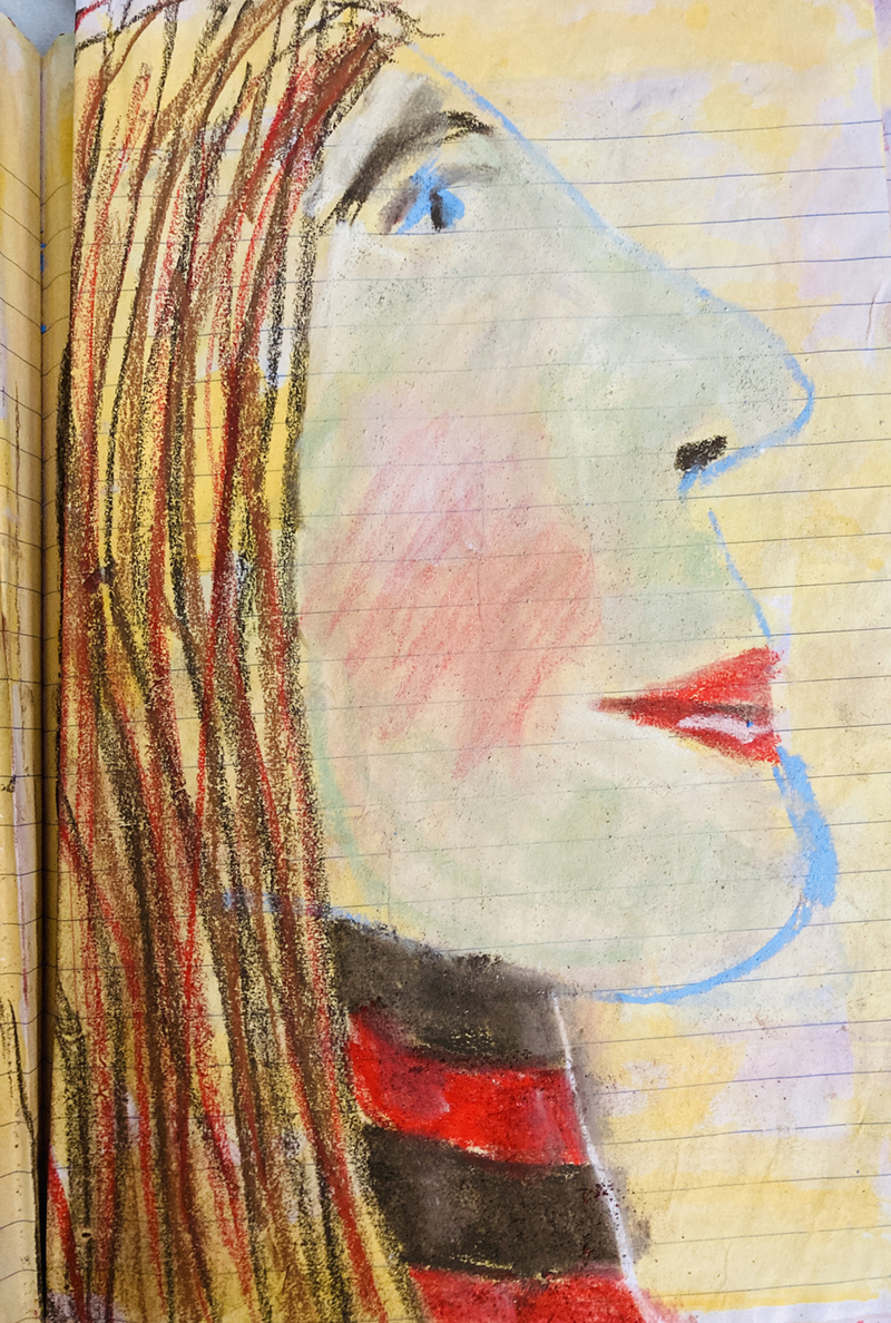 Art journal portrait by Katie Jeanne Wood