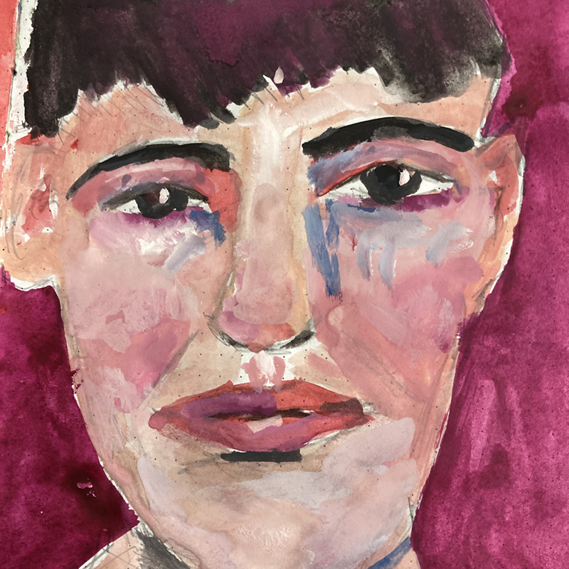 Art journal page - watercolor portrait painting by Katie Jeanne Wood