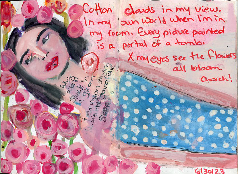 creating portrait paintings from song lyrics in my art journal