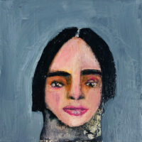 Oil pastels portrait painting by Katie Jeanne Wood